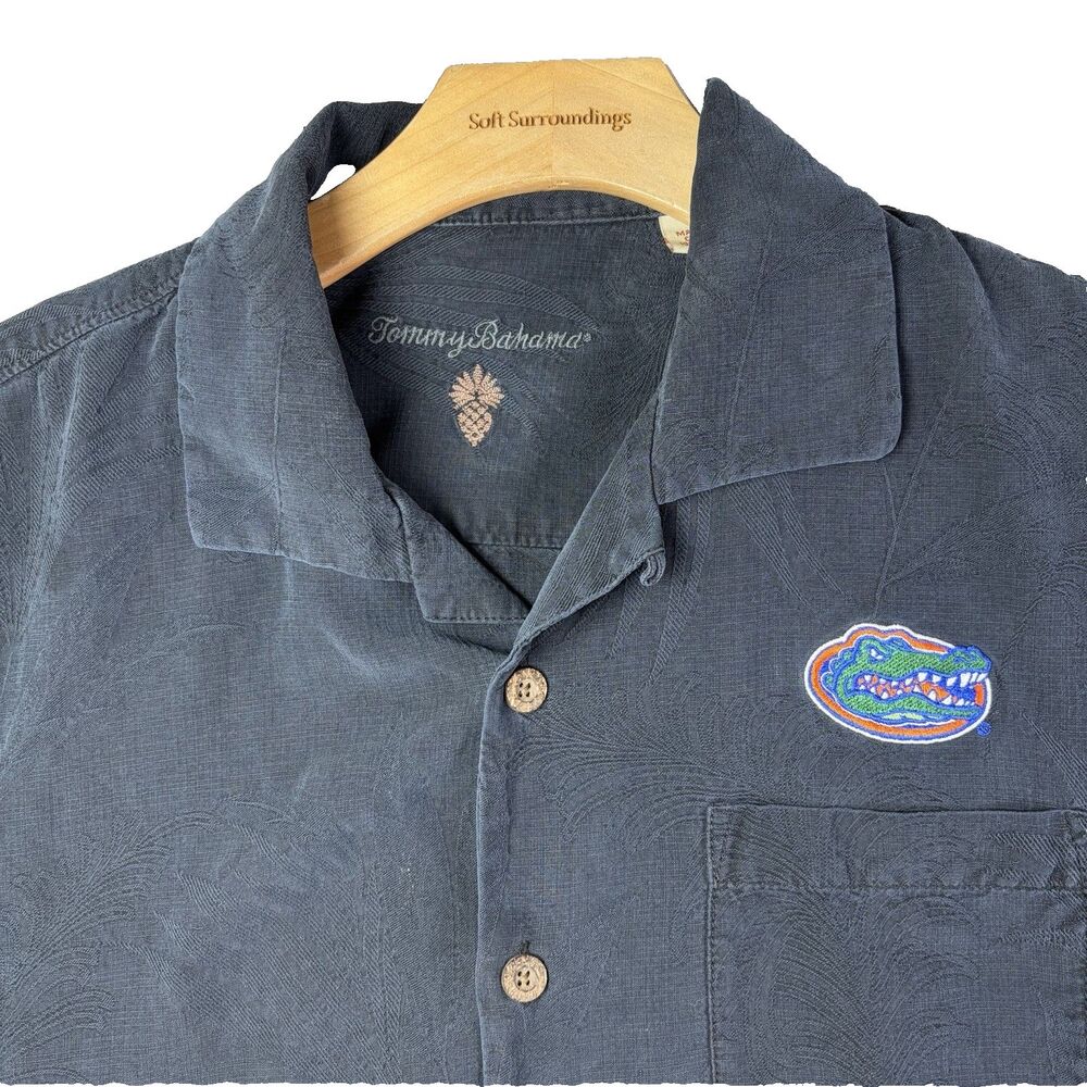 Tommy Bahama X Florida Gators Hawaiian Shirt Mens Medium Floral Black Ginko Tini